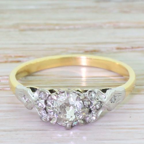 fig 1. Art Deco 0.53 Carat Old Cut Diamond Engagement Ring, circa 1920