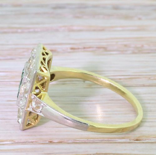 fig 2. Art Deco Emerald & Old Cut Diamond Square Cluster Ring, circa 1925
