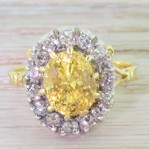 fig 1. Victorian 4.69 Carat Yellow Sapphire & Old Cut Diamond Ring, circa 1900