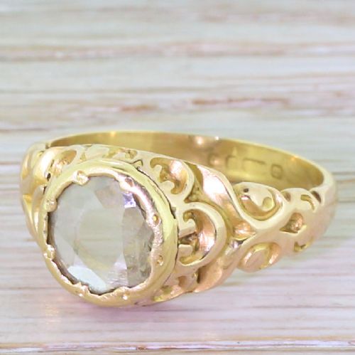 Victorian 1.00 Carat Modified Rose Cut Diamond Solitaire Ring, Circa 1900
