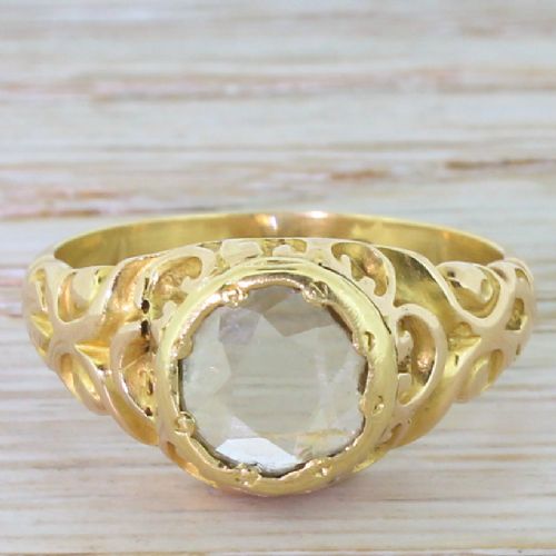 fig 1. Victorian 1.00 Carat Modified Rose Cut Diamond Solitaire Ring, circa 1900