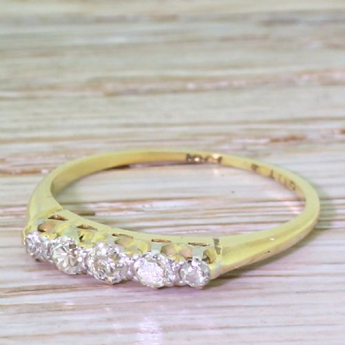 Edwardian 0.25 Carat Old Cut Diamond Five Stone Ring, Circa 1905
