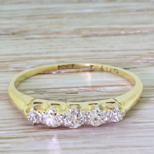 fig 1. Edwardian 0.25 Carat Old Cut Diamond Five Stone Ring, circa 1905