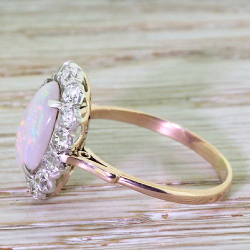 fig 2. Art Deco Opal & Old Cut Diamond Oval Cluster Ring, circa 1920