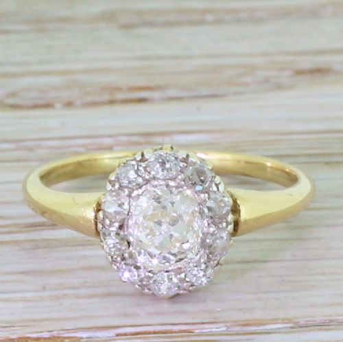 fig 1. Victorian 0.91 Carat Old Cut Diamond Cluster Ring, circa 1890