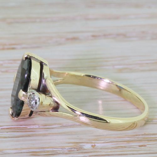 fig 2. Art Deco 3.00 Carat Oval Sapphire & Old Cut Diamond Ring, circa 1920
