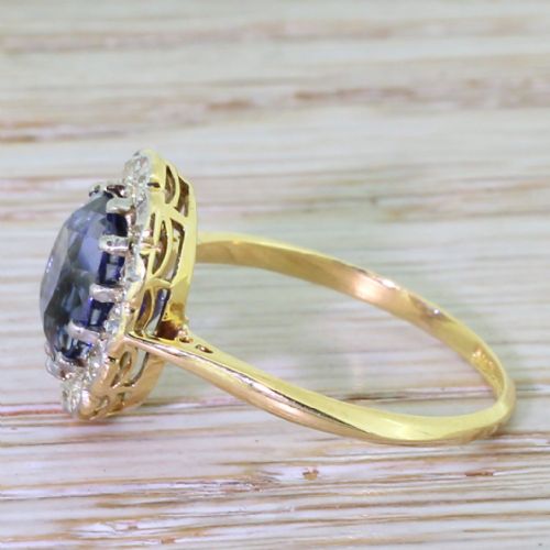 fig 2. Art Deco 3.00 Carat Sapphire & Old Cut Diamond Cluster Ring, circa 1925