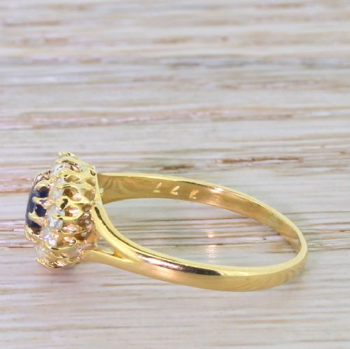 fig 2. Victorian 0.25 Carat Sapphire & Rose Cut Diamond Cluster Ring, dated 1890
