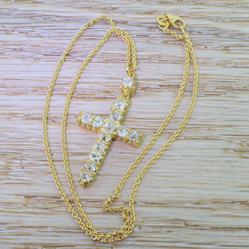 Victorian 3.00 Carat Old Cut Diamond Cross Pendant, Circa 1870
