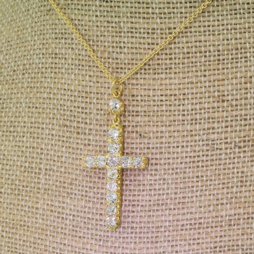 fig 1. Victorian 3.00 Carat Old Cut Diamond Cross Pendant, circa 1870

