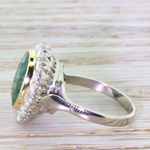 fig 2. Art Deco 5.70 Carat Emerald & Rose Cut Diamond Cluster Ring, circa 1940
