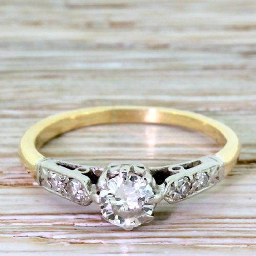 fig 1. Mid Century 0.40 Carat Transitional Cut Diamond Engagement Ring, circa 1945
