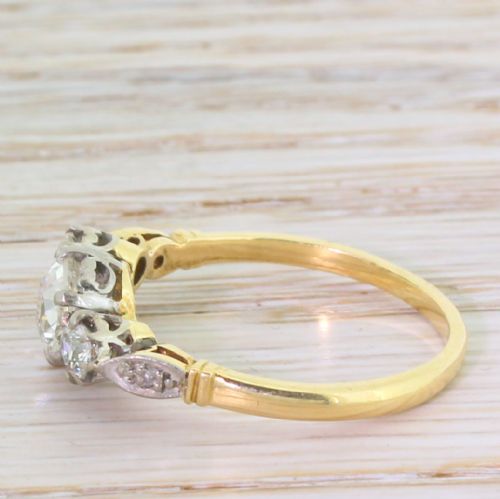 fig 2. Art Deco 1.25 Carat Old Cut Diamond Trilogy Ring, circa 1920
