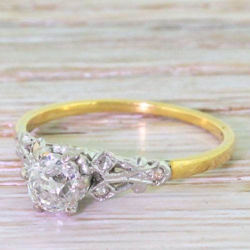 Edwardian 0.57 Carat Old Cut Diamond Engagement Ring, Circa 1910
