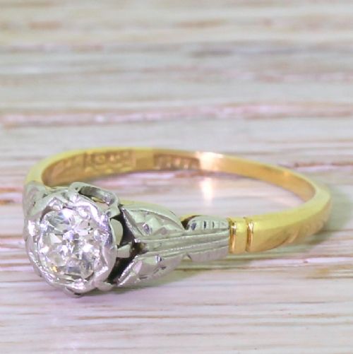 Art Deco 0.45 Carat Old Cut Diamond Engagement Ring, Circa 1920

