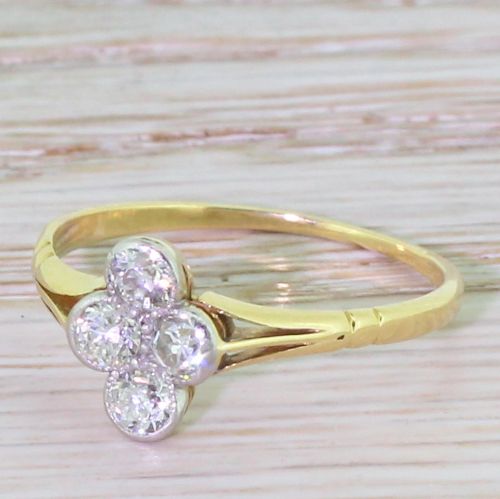 Edwardian 0.60 Carat Old Cut Diamond Four Stone Cluster Ring, Circa 1910

