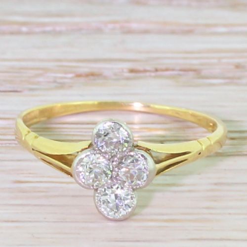 fig 1. Edwardian 0.60 Carat Old Cut Diamond Four Stone Cluster Ring, circa 1910
