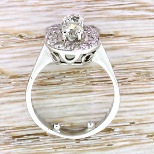 fig 3. Retro 2.08 Carat Old Cut Diamond Double Cluster Ring, circa 1945
