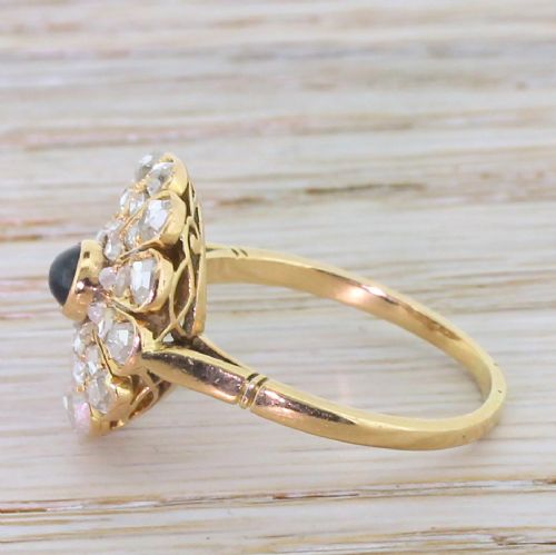 fig 2. Edwardian Cabochon Sapphire & Rose Cut Diamond Cluster Ring, circa 1910
