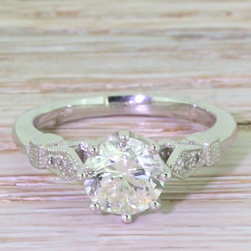 fig 1. Art Deco 1.20 Carat Transitional Cut Diamond Engagement Ring, circa 1940
