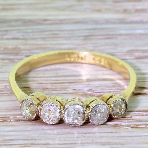 fig 1. Edwardian 0.75 Carat Old Cut Diamond Five Stone Ring, circa 1910
