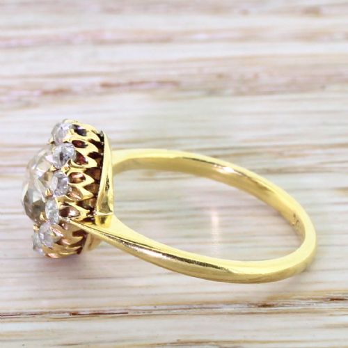 fig 2. Victorian Light Fancy Cognac Old Cut Diamond Cluster Ring, circa 1890
