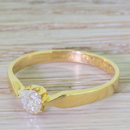 Edwardian 0.25 Carat Old Cut Diamond Solitaire Engagement Ring, Dated 1912
