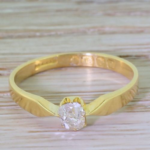 fig 1. Edwardian 0.25 Carat Old Cut Diamond Solitaire Engagement Ring, dated 1912
