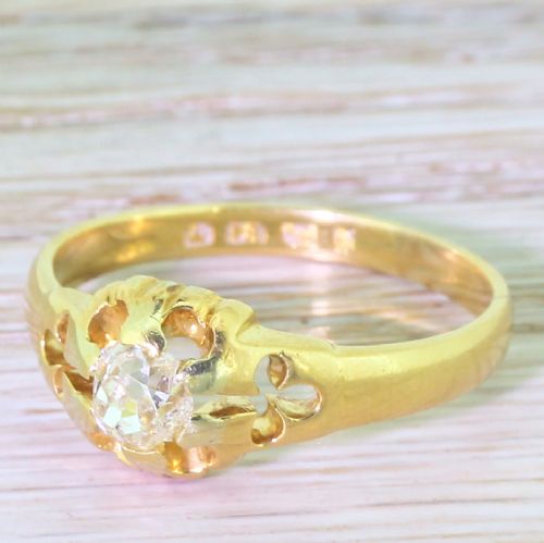 Victorian 0.40 Carat Old Cut Diamond Solitaire Ring, Dated 1880
