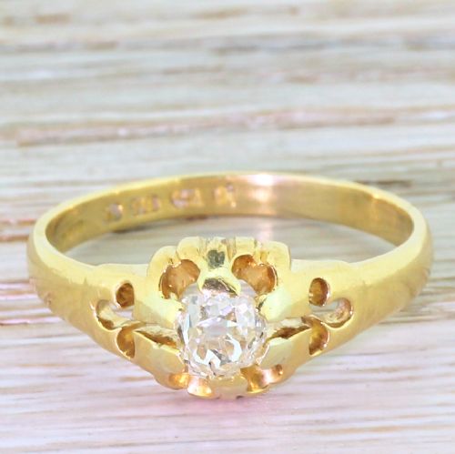 fig 1. Victorian 0.40 Carat Old Cut Diamond Solitaire Ring, dated 1880