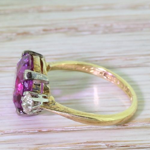 fig 2. Retro 4.00 Synthetic Purple Sapphire & Diamond Ring, dated 1942
