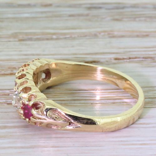 fig 2. Victorian Ruby & Old Cut Diamond Five Stone Ring, circa 1890
