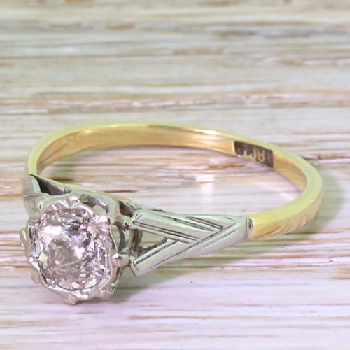 Art Deco 0.70 Carat Old Cut Diamond Engagement Ring, Circa 1940
