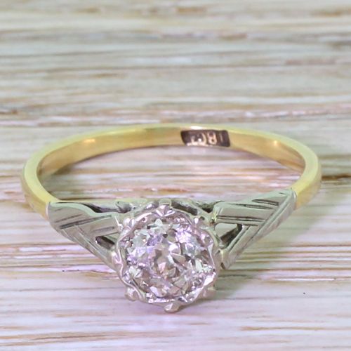 fig 1. Art Deco 0.70 Carat Old Cut Diamond Engagement Ring, circa 1940