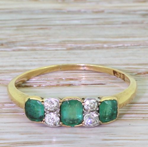 fig 1. Edwardian Emerald & Old Cut Diamond Trilogy Ring, circa 1905