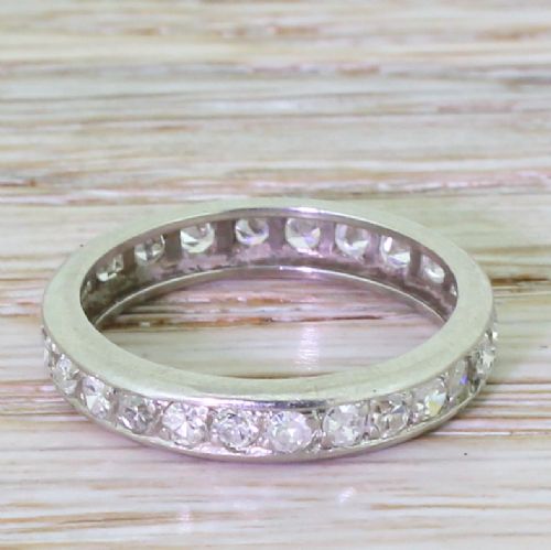 Art Deco 1.04ct Eight-cut Diamond Platinum Full Eternity Ring, French, Circa 1925
