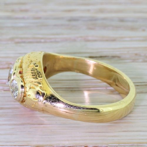 fig 2. Mid Century 0.75 Carat Old Cut Diamond Trilogy Ring, circa 1950