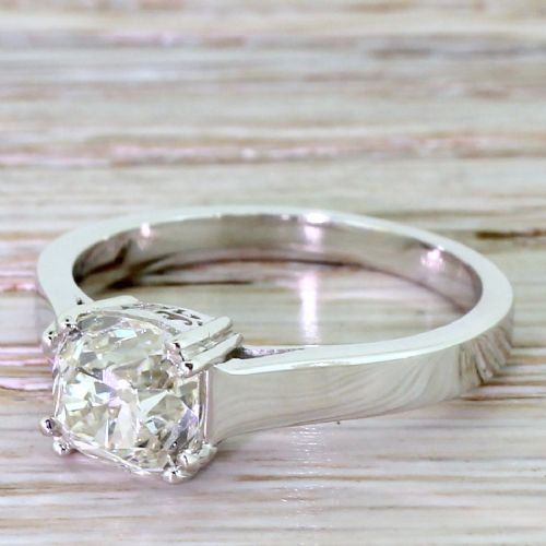 Art Deco 1.72 Carat Old Cut Diamond Engagement Ring, French, Circa 1935
