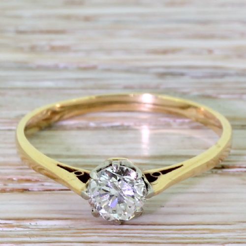 fig 1. Art Deco 0.50 Carat Transitional Cut Diamond Engagement Ring, circa 1930