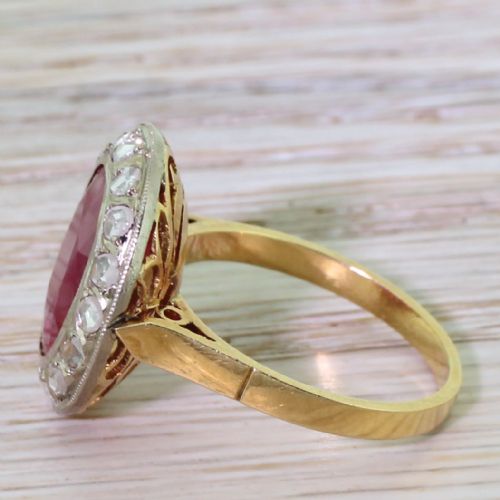 fig 2. Art Deco 3.50 Carat Ruby & Rose Cut Diamond Cluster Ring, circa 1930