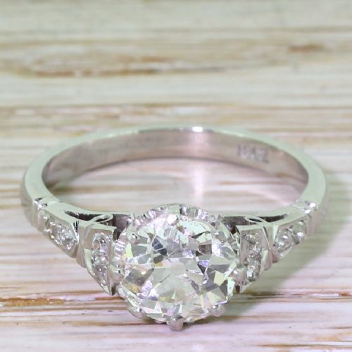 fig 1. Art Deco 1.68 Carat Old European Cut Diamond Engagement Ring, circa 1930