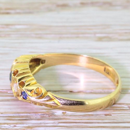 fig 2. Edwardian Sapphire & Rose Cut Diamond Five Stone Ring, dated 1907