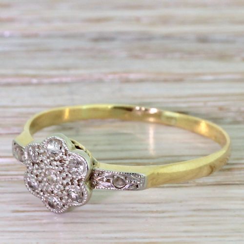 Edwardian Old Cut Diamond Daisy Cluster Ring, Circa 1910
