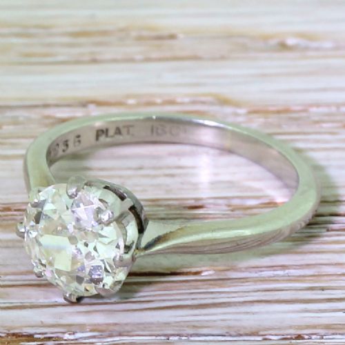 Art Deco 1.47 Carat Old European Cut Diamond Engagement Ring, Circa 1930
