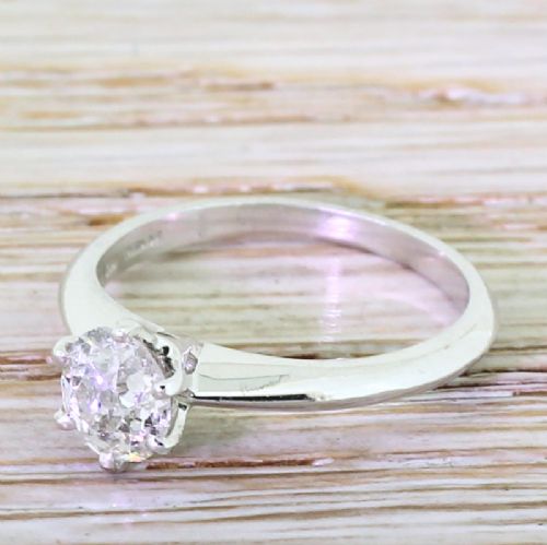 0.61 Carat Old Cut Diamond Engagement Ring, Platinum
