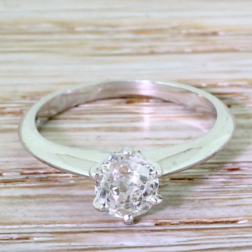 fig 1. 0.61 Carat Old Cut Diamond Engagement Ring, Platinum