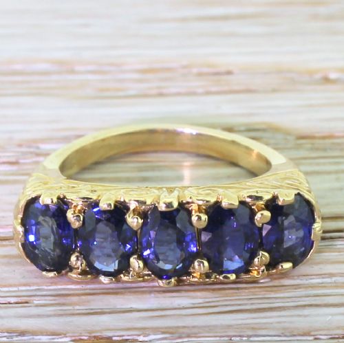 fig 1. Victorian 2.34 Carat Sapphire Five Stone Ring, circa 1900
