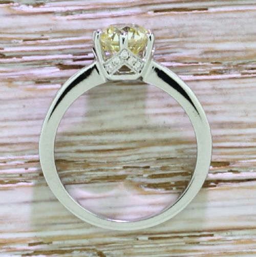 fig 3. 1.56 Carat Fancy Light Yellow Old Cut Diamond Engagement Ring, 18k White Gold
