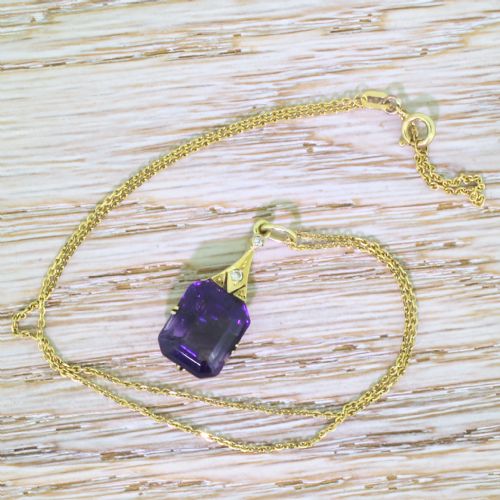 fig 1. Art Deco 7.00 Carat Emerald Cut Amethyst Pendant, circa 1930
