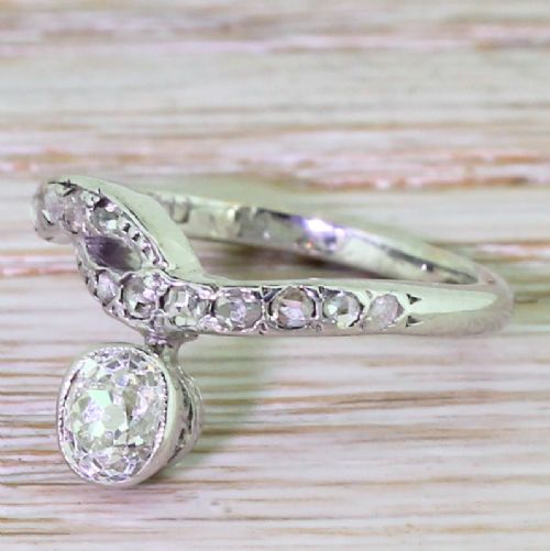 Art Deco 0.50 Carat Old Cut Diamond Solitaire Ring, Circa 1925
